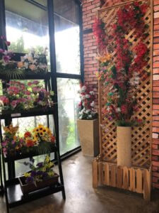 Inside of Karn Bakery shop - flower decorations