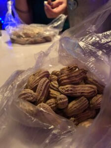 steamed peanuts in plastic bag on bar table