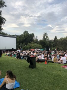 Botanical Gardens Melbourne Moonlight Movies Screen and Crowds
