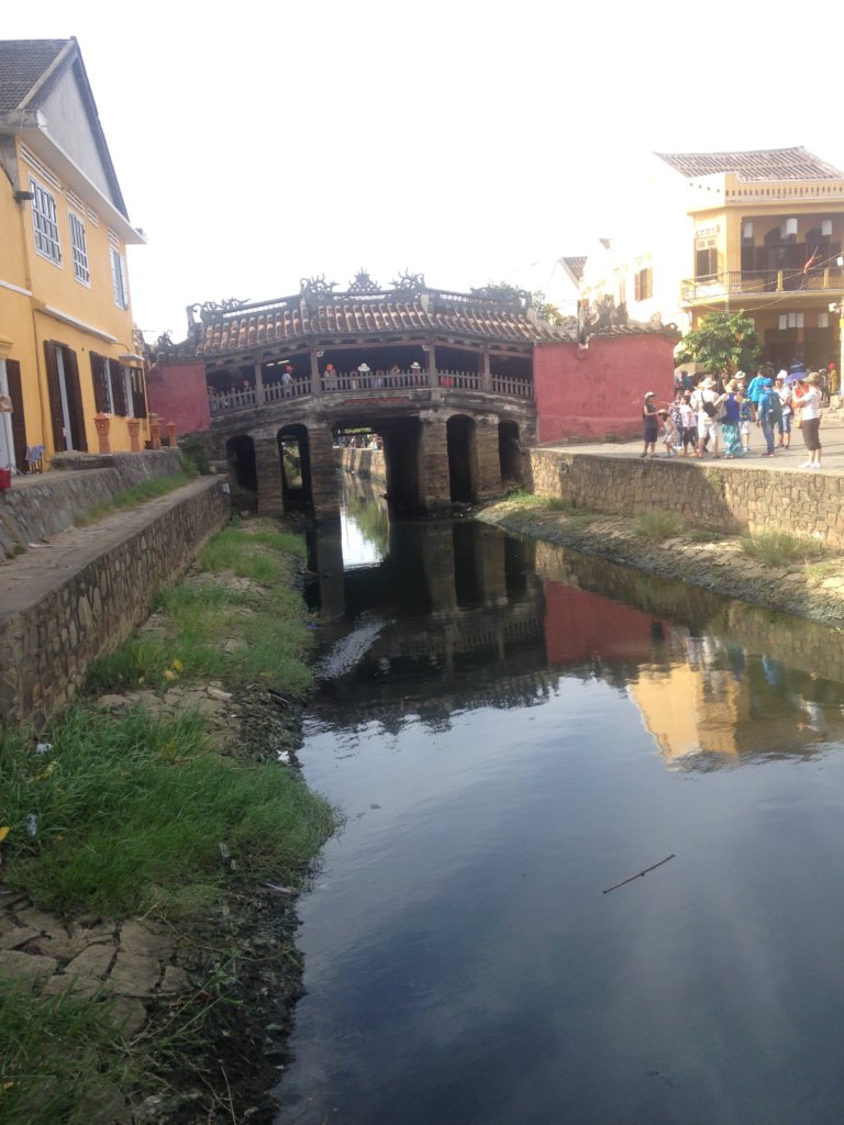 Japanese Bridge in Hoi An with River in Front