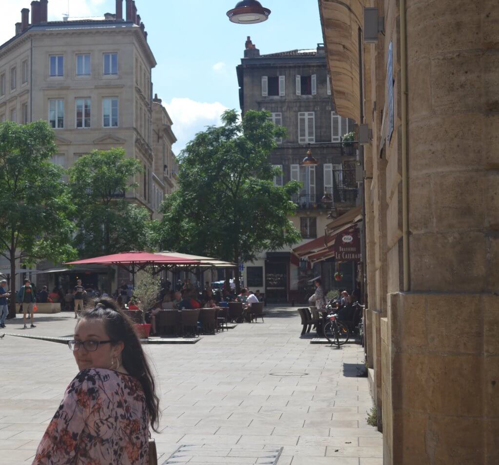 Me in the square of Bordeaux looking at the camera. France