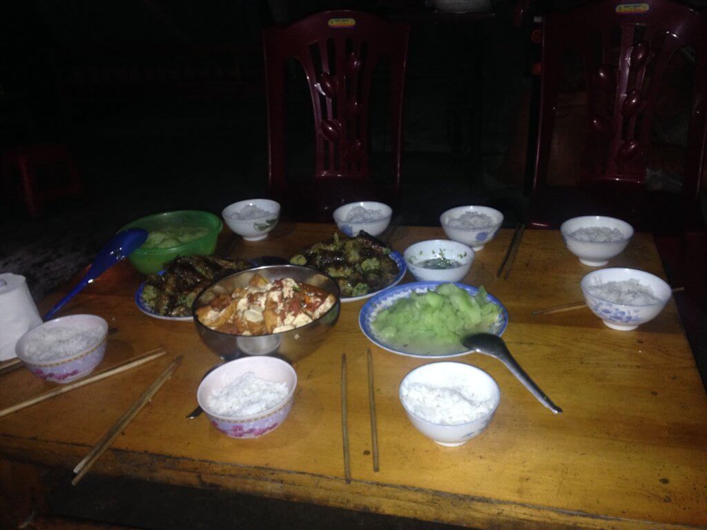 Dinner Food with Hmong Tribe in Sapa Vietnam
