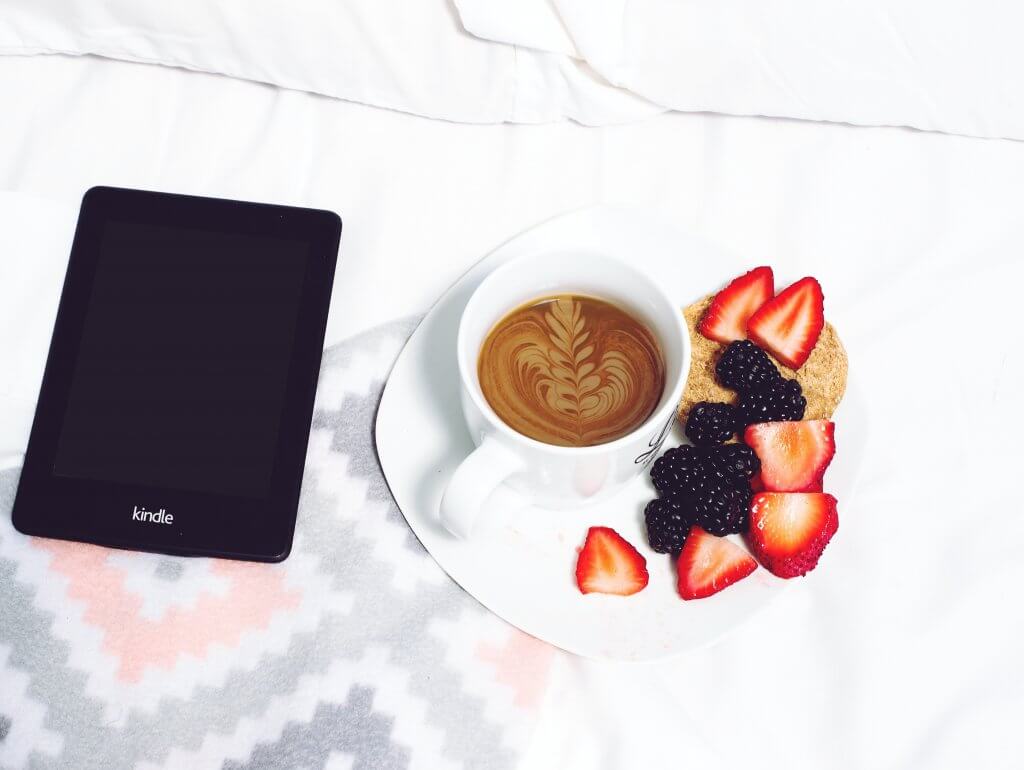 Pexels Stock Image - Kindle with Coffee and Strawberries