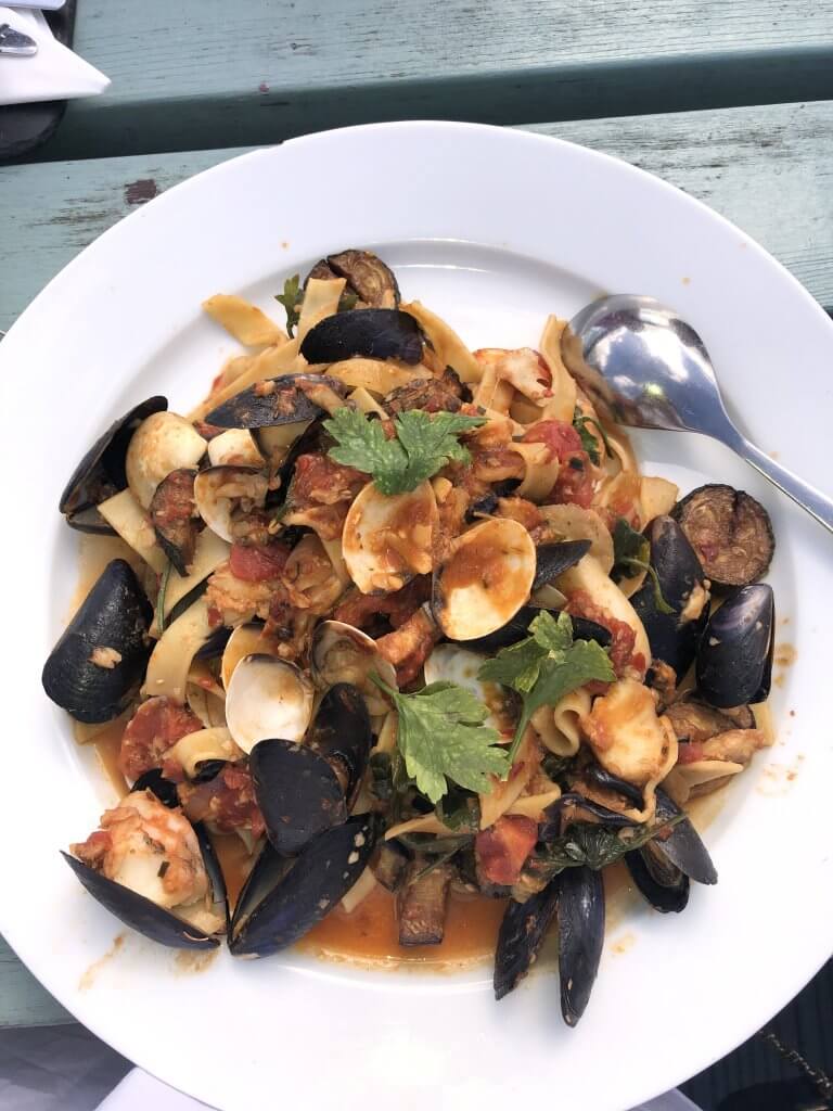 Main Dish of Seafood pasta at Alchemine in Neyland Pembrokeshire