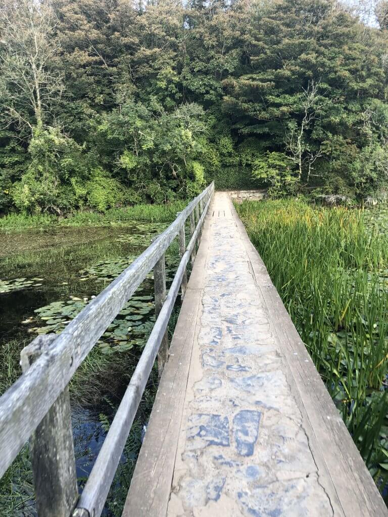 Foot bridge at Bosherton Lilly Ponds Pembrokeshire at start of the path