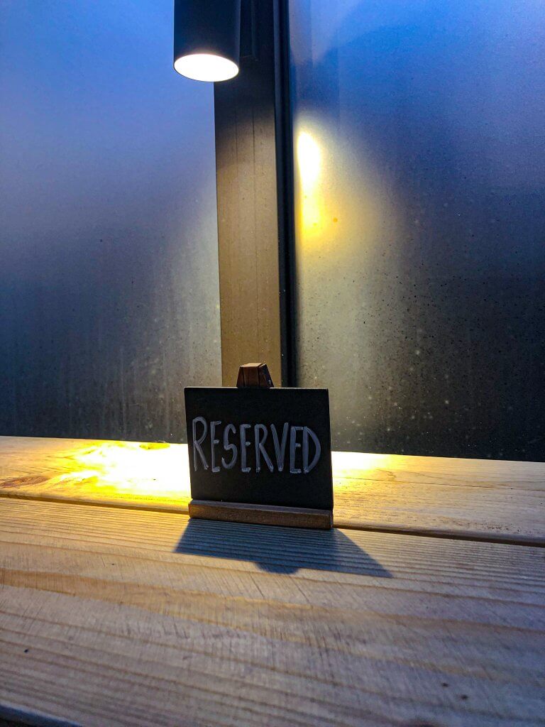 Reserved Sign for Goodsheds Table in Barry