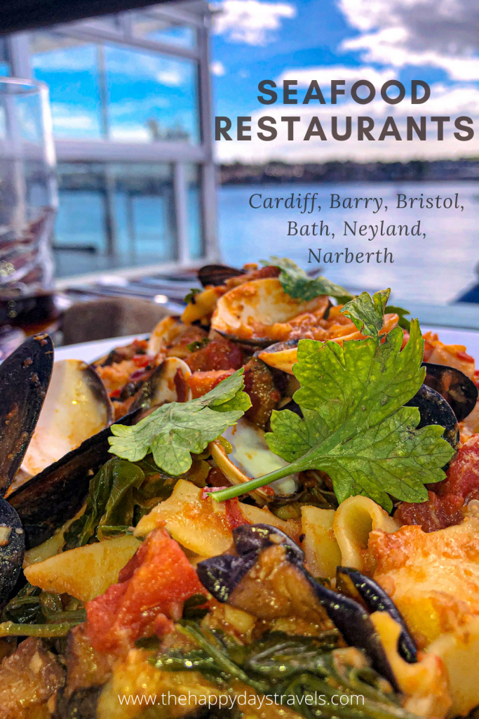 Pin image for seafood Sundays in Cardiff, Bristol, Bath, Neyland, Barry, Narberth for Seafood Sundays in Summer 2020. Background Picture of Seafood pasta in Neyland