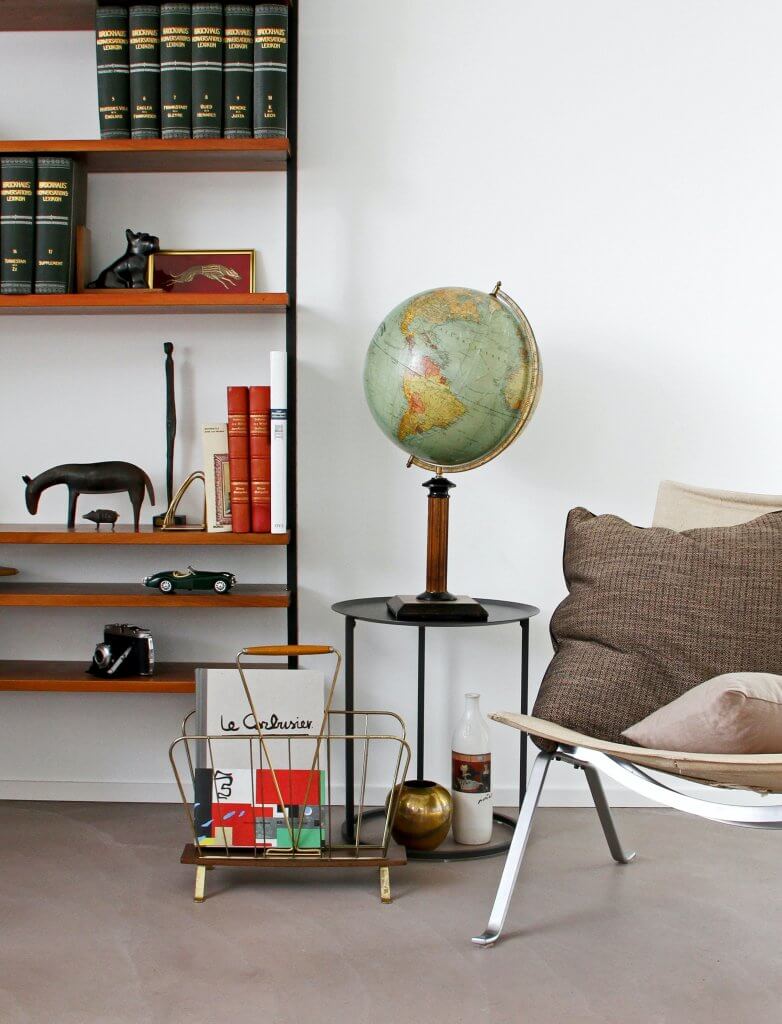 Armchair Travel Photo. Chair Globe Shelf for travel inspo