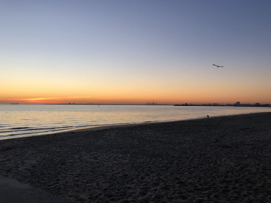 St Kilda Beach in Melbourne Australia at sunset