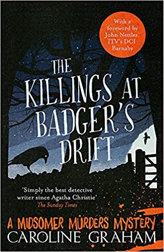 Book cover for A Killing at Badger's Drift by Caroline Graham. Image for fair use for my book reviews from 2020.