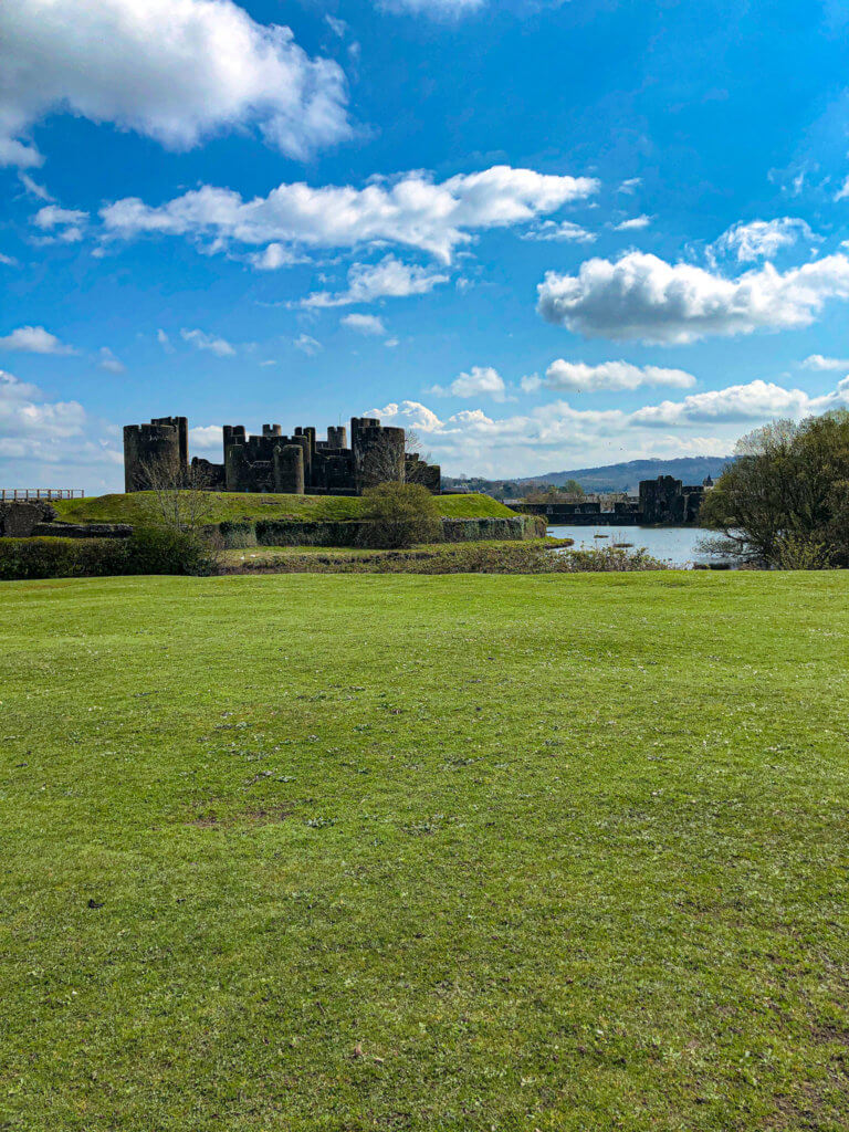 View of Caerphilly Castle in background from Crescent Road Caerphilly