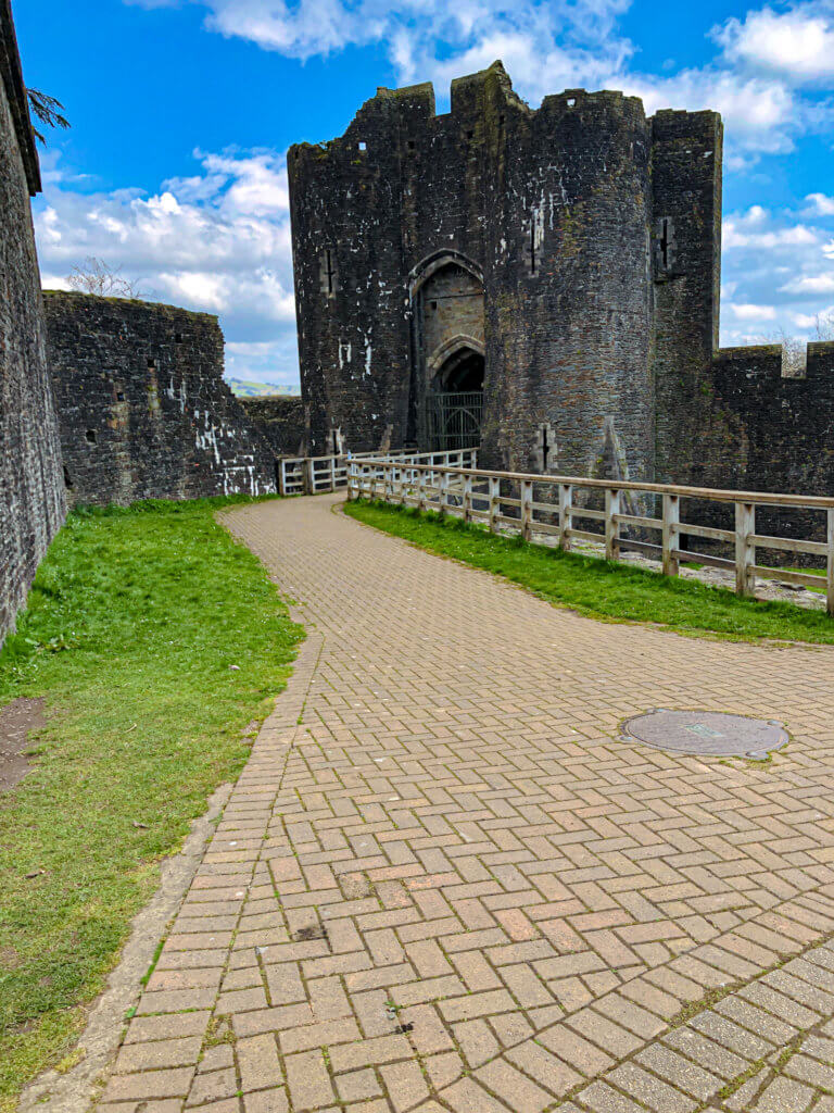 Path toward entrance of Caerphilly Castle