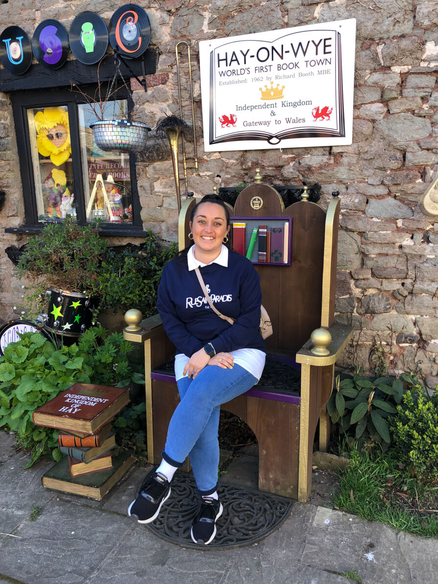 Me on Hay-on-Wye throne in Herefordshire