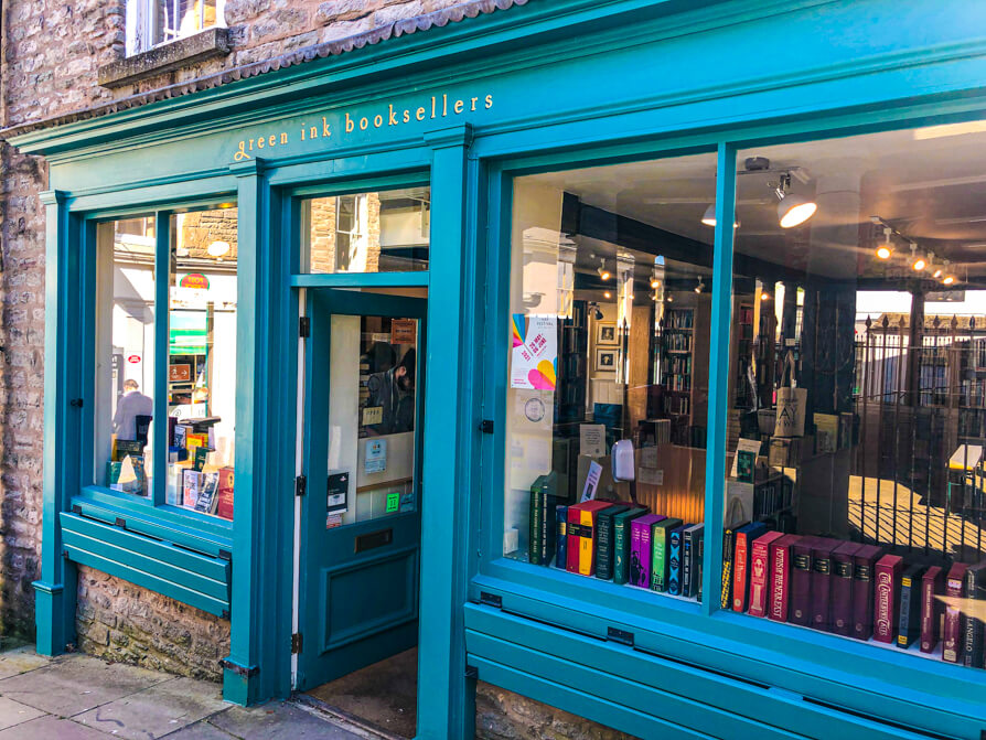 Green Ink Booksellers exterior of book store in Hay on Wye