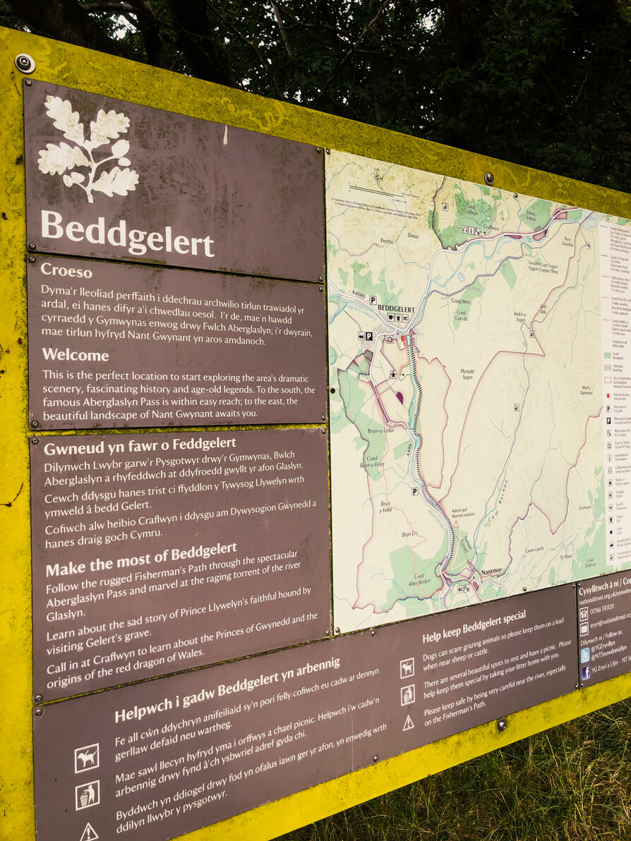 Beddgelert notice board with information