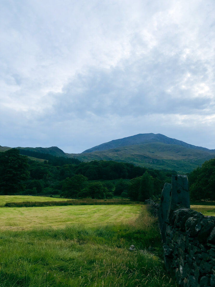 Mountains in Wales in Snowdonia villages (Beddgelert path)