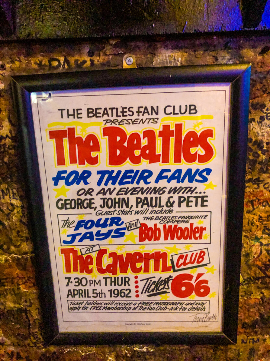Poster of The Beatles Fan Club poster in Liverpool Cavern Club