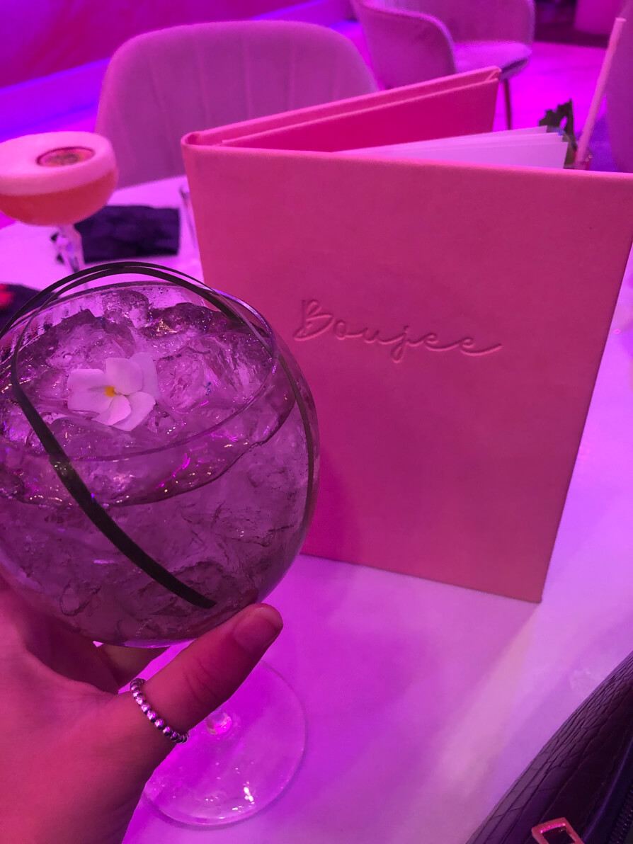 Cocktail and Boujee drinks menu in Boujee nightclub in Liverpool