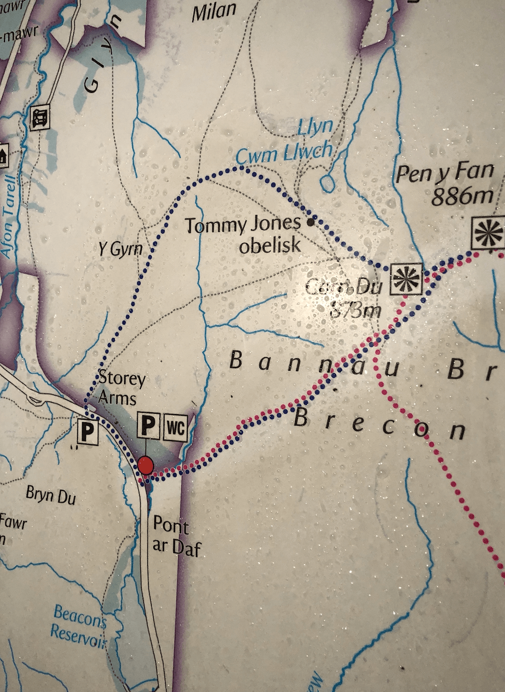 Image of Map of Pen Y Fan and Corn Du at entrance of hike