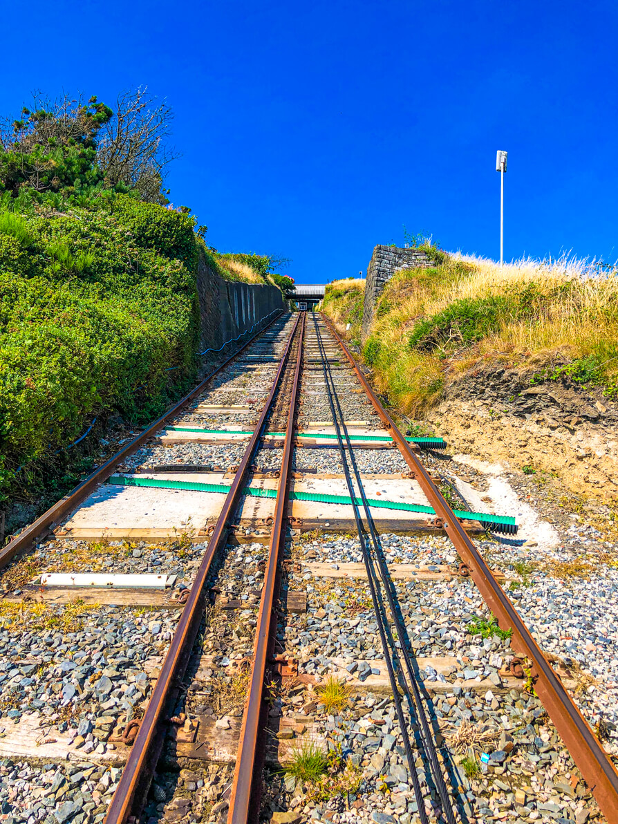 Image shows railway of Funicular railway in Aberystwyth Wales