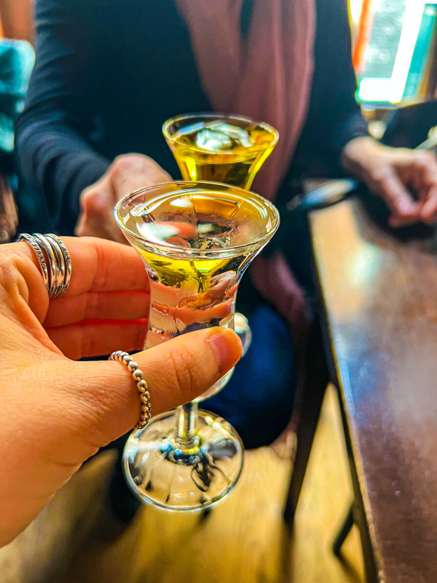 Image of 'cheers' of jenever in Amsterdam