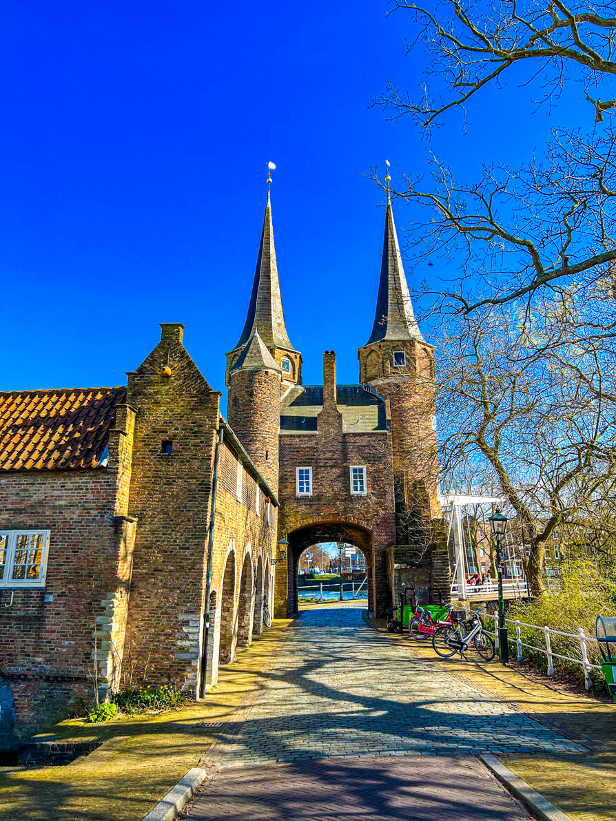 Oostpoort East Gate in Delft Netherlands - View from the back of the gates