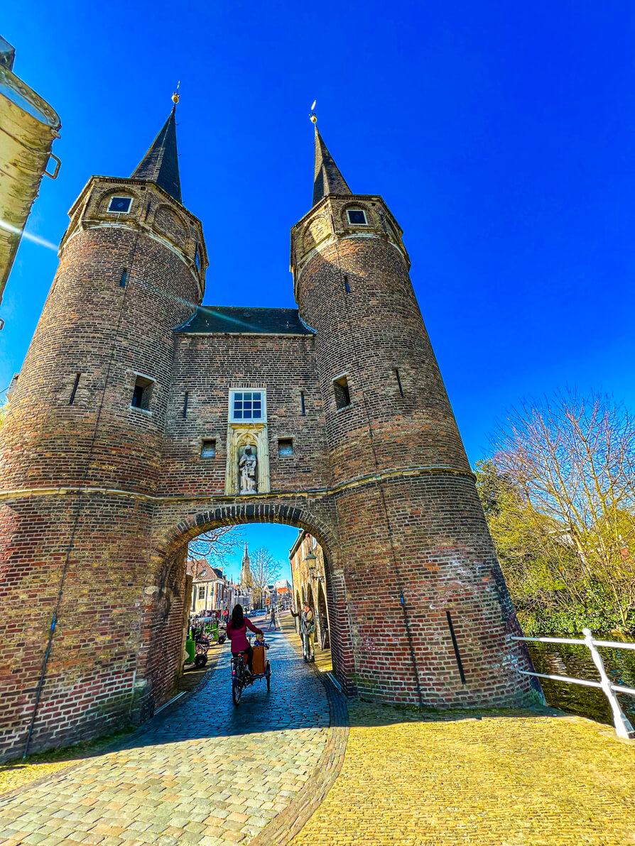 Oostpoort East Gate in Delft Netherlands - View from the front of the gates