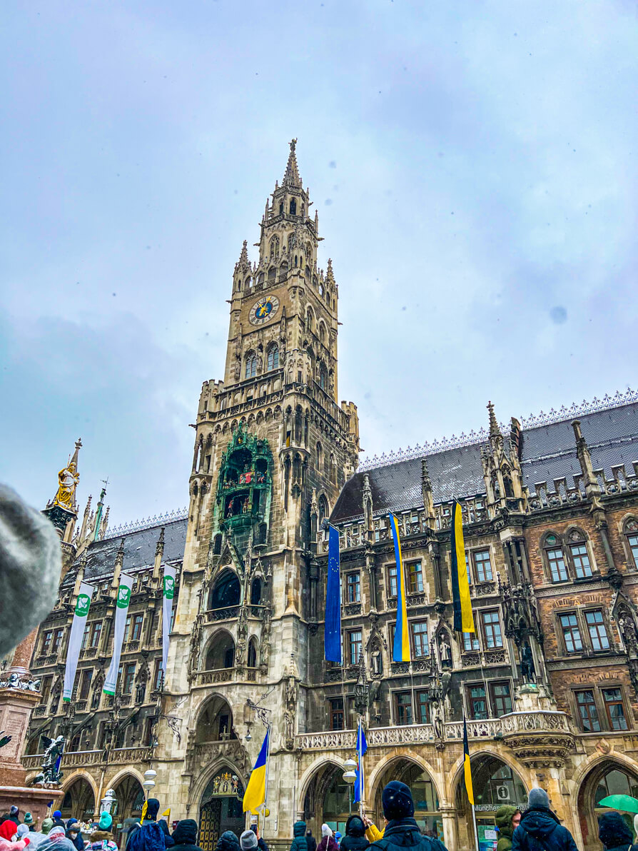 Image of the Munich town hall and glockenspiel in Marienplatz in Munich Germany