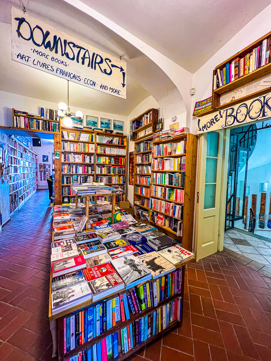 Interior of Shakespeare and Sons bookshop in Mala Strana in Prague