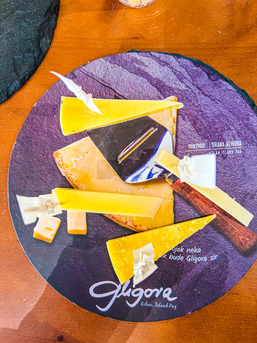 Bird's Eye View of the four types of Cheese at the Pag Cheese tasting in Zadar Croatia