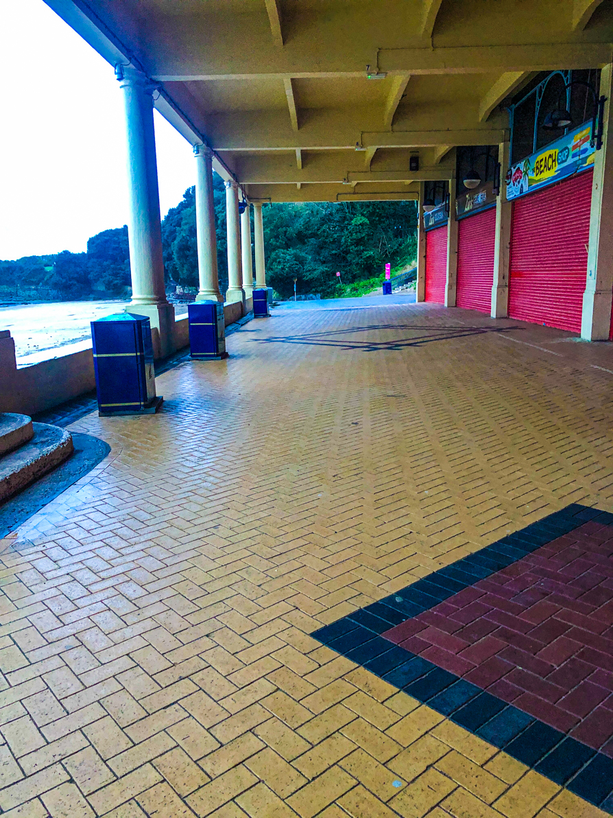 Image of Western Shelter and beach in background on Barry Island Wales