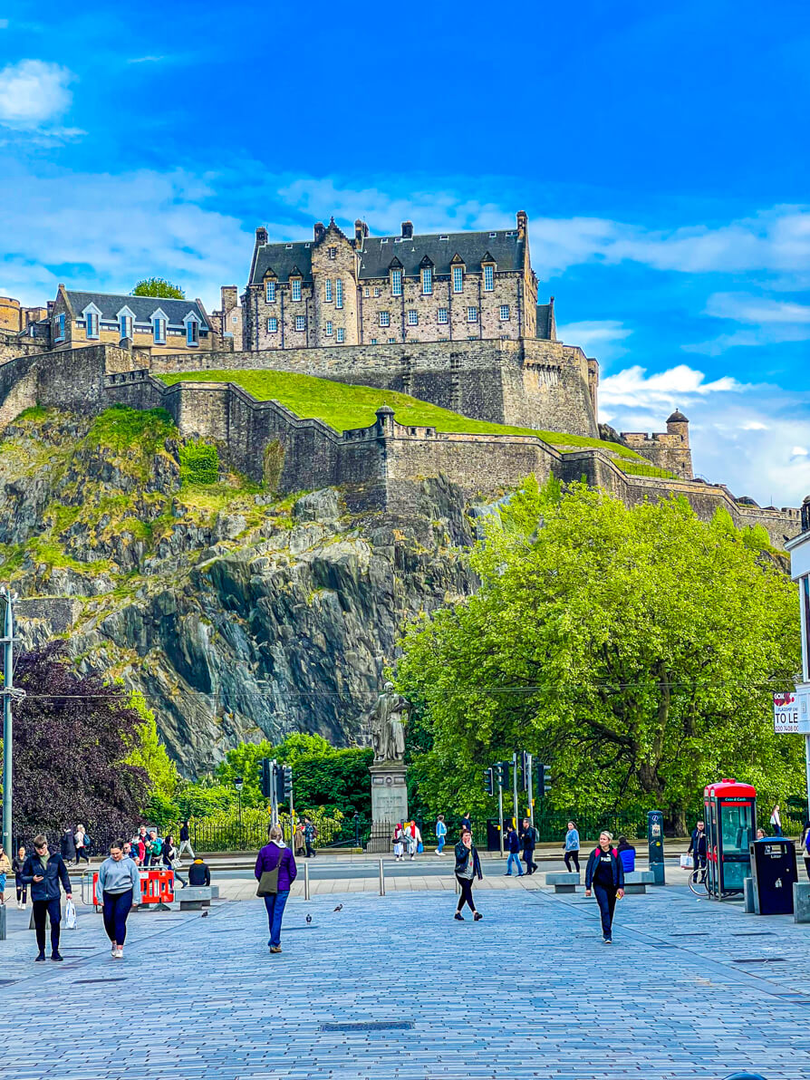 Image of Edinburgh Castle from Princes Park in Edinburgh Scotland