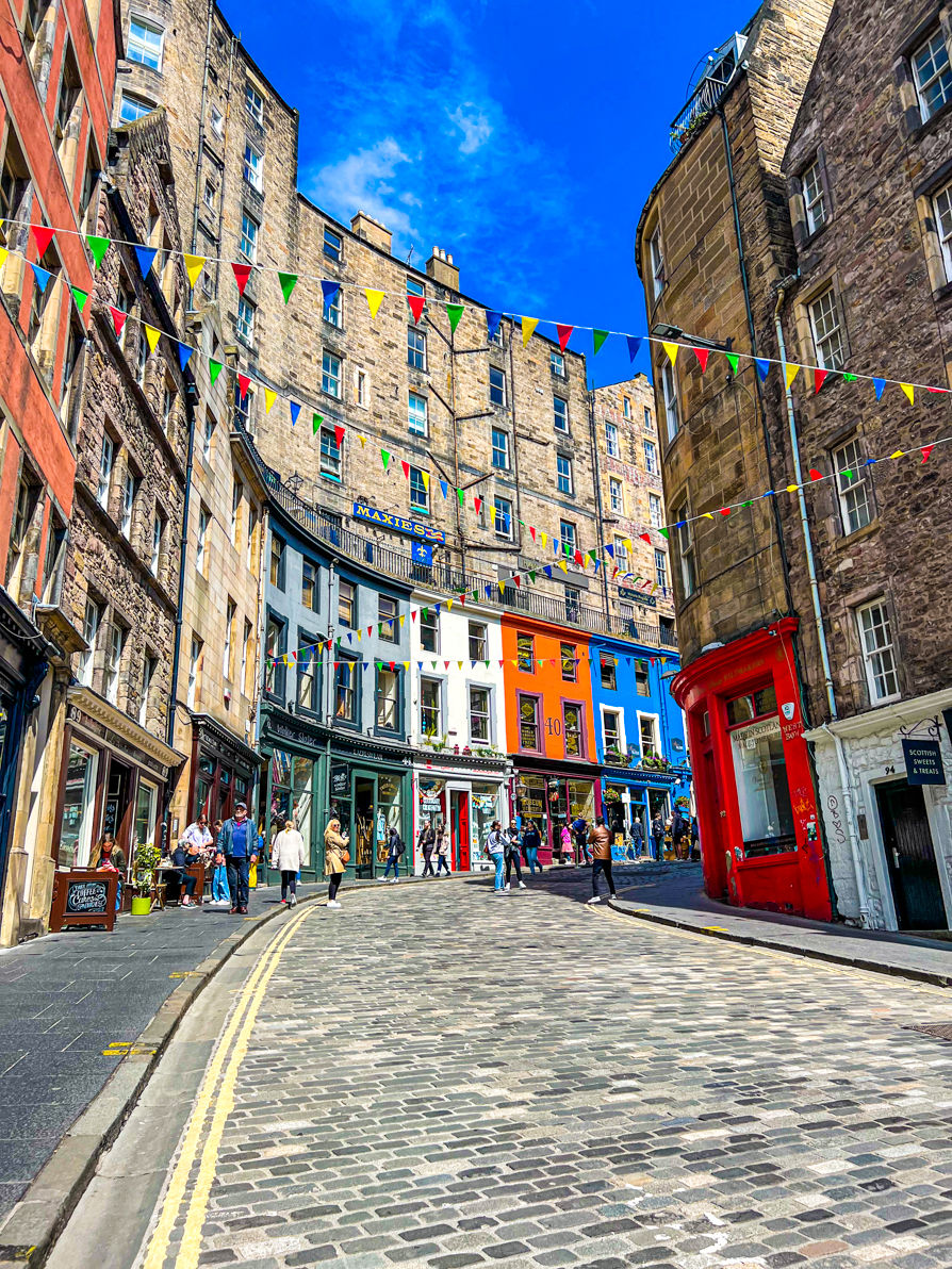 Image of Victoria Street as seen from WestBow in Edinburgh Scotland. Could this be the inspiration for Diagon Alley?