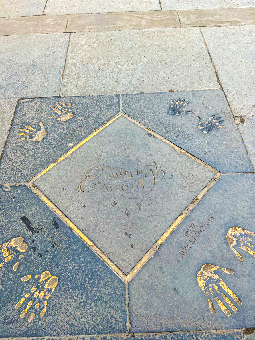  image of JK Rowling hand prints in City Chambers Edinburgh