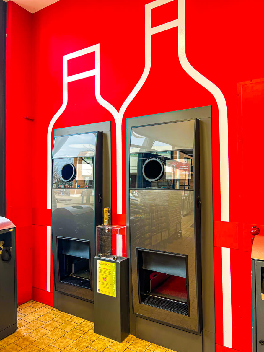 Image of recycling stations at supermarkets in Germany