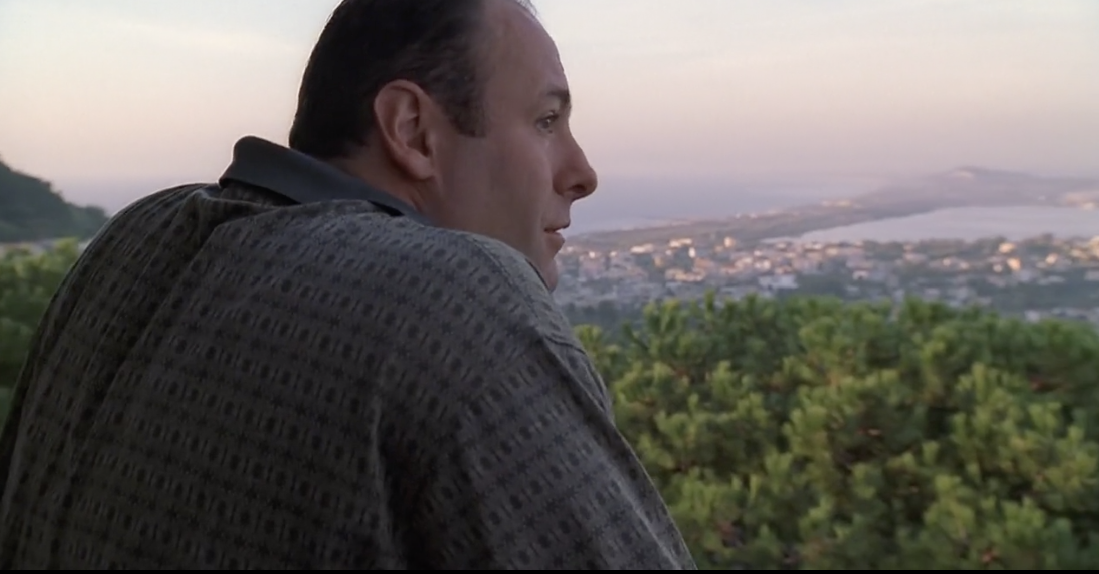 Image of Tony looking out over Procida Island. HBO/Entertainment image credit.
