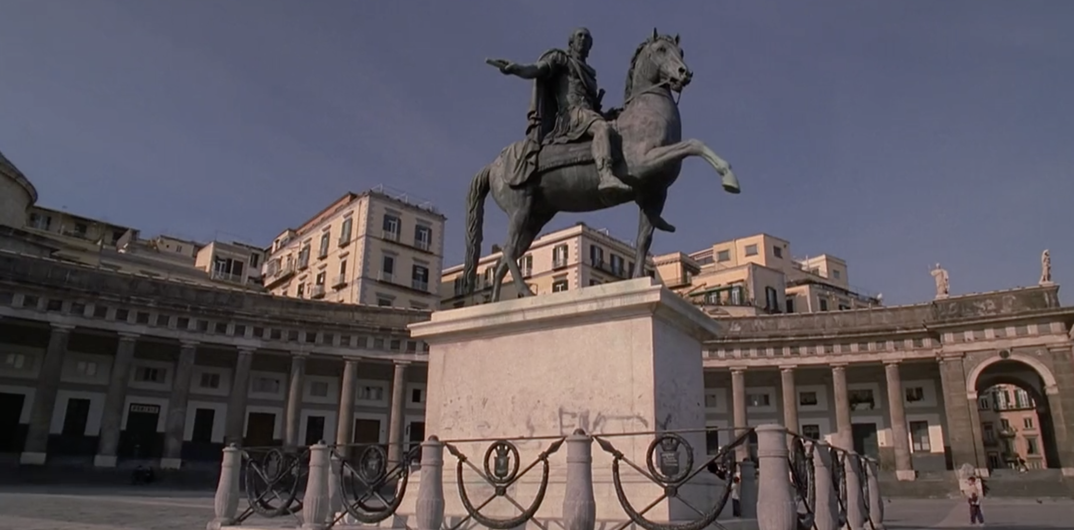 Piazza statue in Naples Italy from The Sopranos. HBO/Entertainment image credit. 