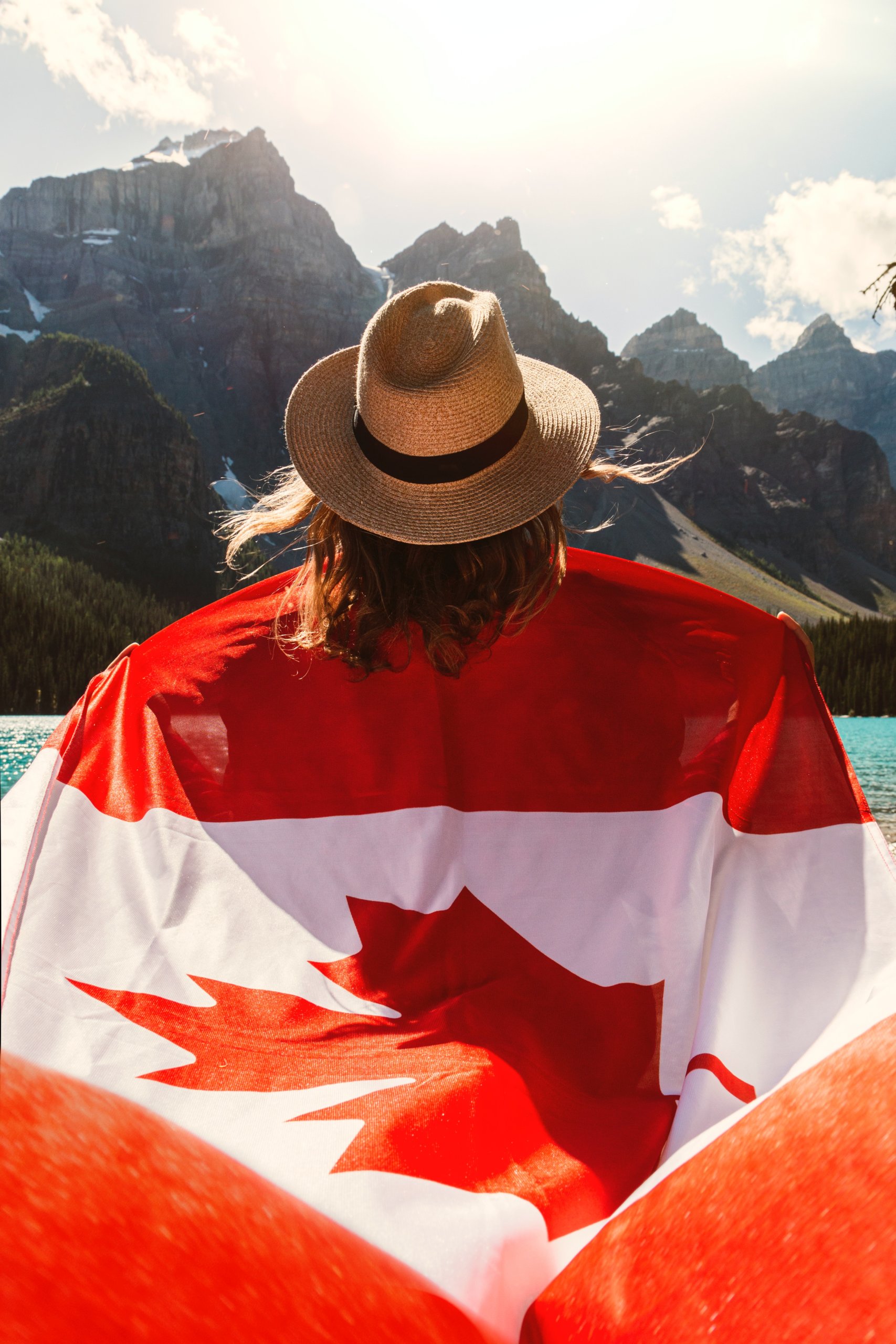 image of Canada flag on a woman's back
