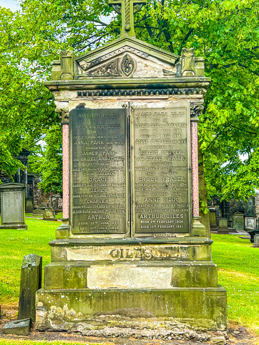 Image of Anne and Robert Potter grave in Greyfriars Kirkyard Harry Potter Graveyard in Edinburgh Scotland