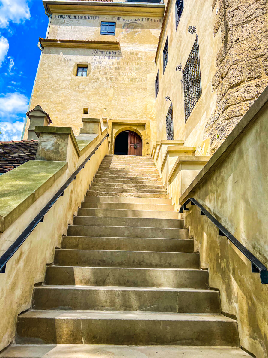 Entrance steps to Dracula's Castle in Transylvania Romania