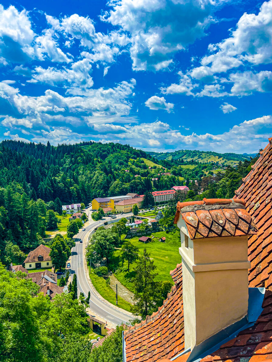 Image of Carpathian Mountains as seen from Bran Castle Romania 