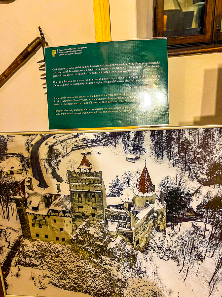 Image of Bran Castle on information boards in Bran Castle Romania