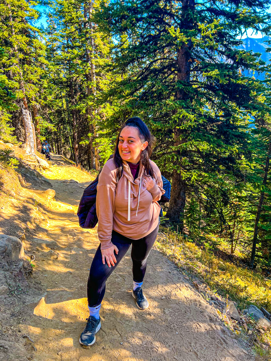 Image of Shireen on the Larch Valley Hike in Banff in Fall time