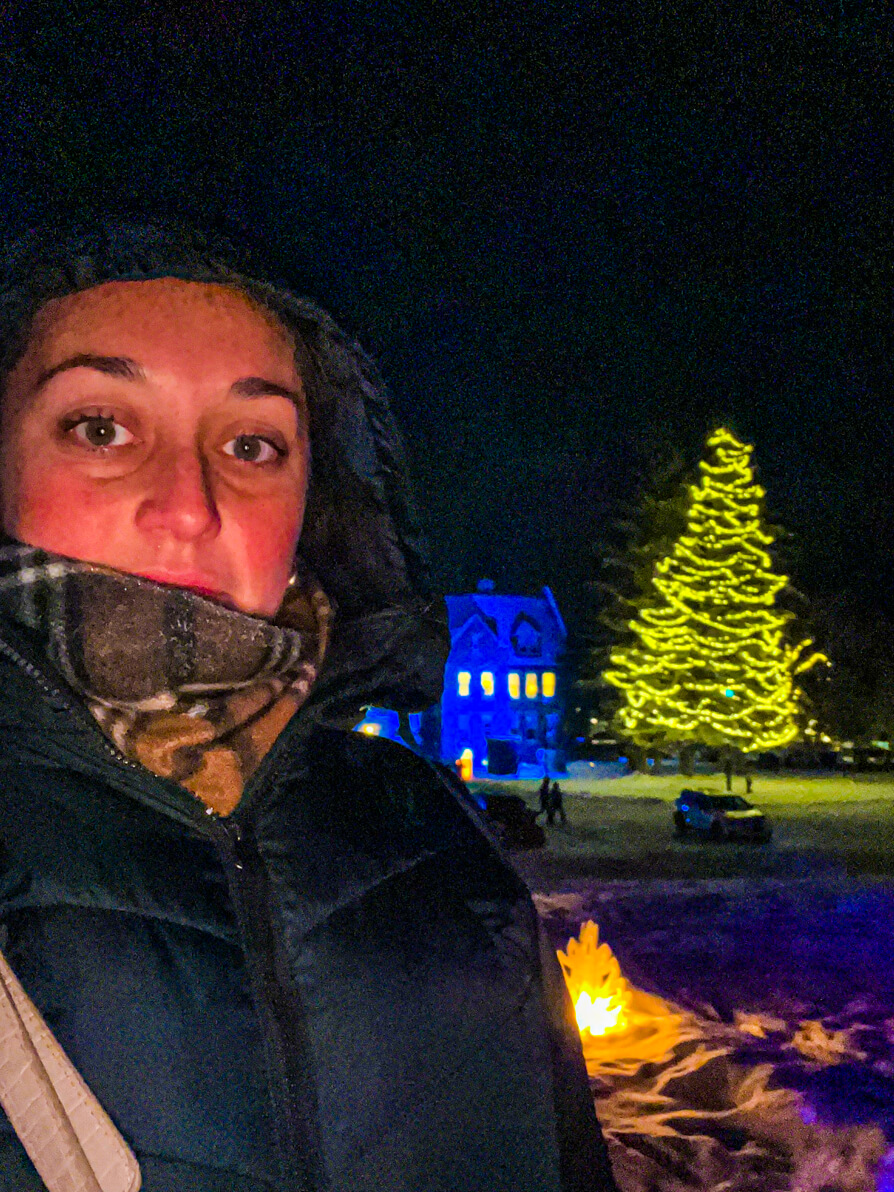 Shireen at In search of Christmas Spirit  in Cascade Gardens Banff Canada