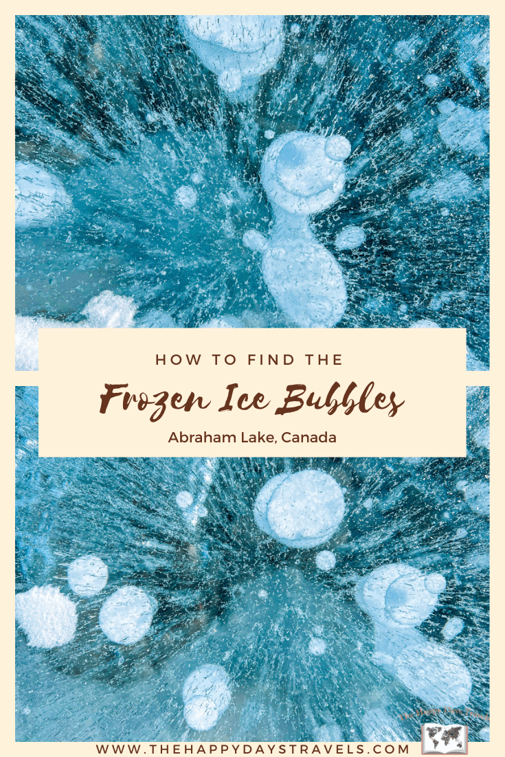 pin image for How to Find The Frozen Ice Bubbles in Abraham Lake, Canada