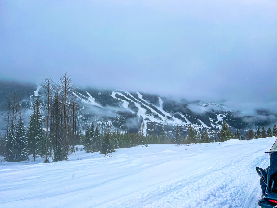 Image of Panorama mountain views while Snowmobiling
