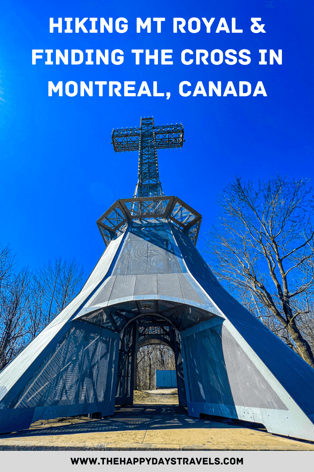 pin image for 'hiking mt royal and finding the cross in Montreal Canada'. Image of Mount Royal Cross for Easy Montreal Hike Guide