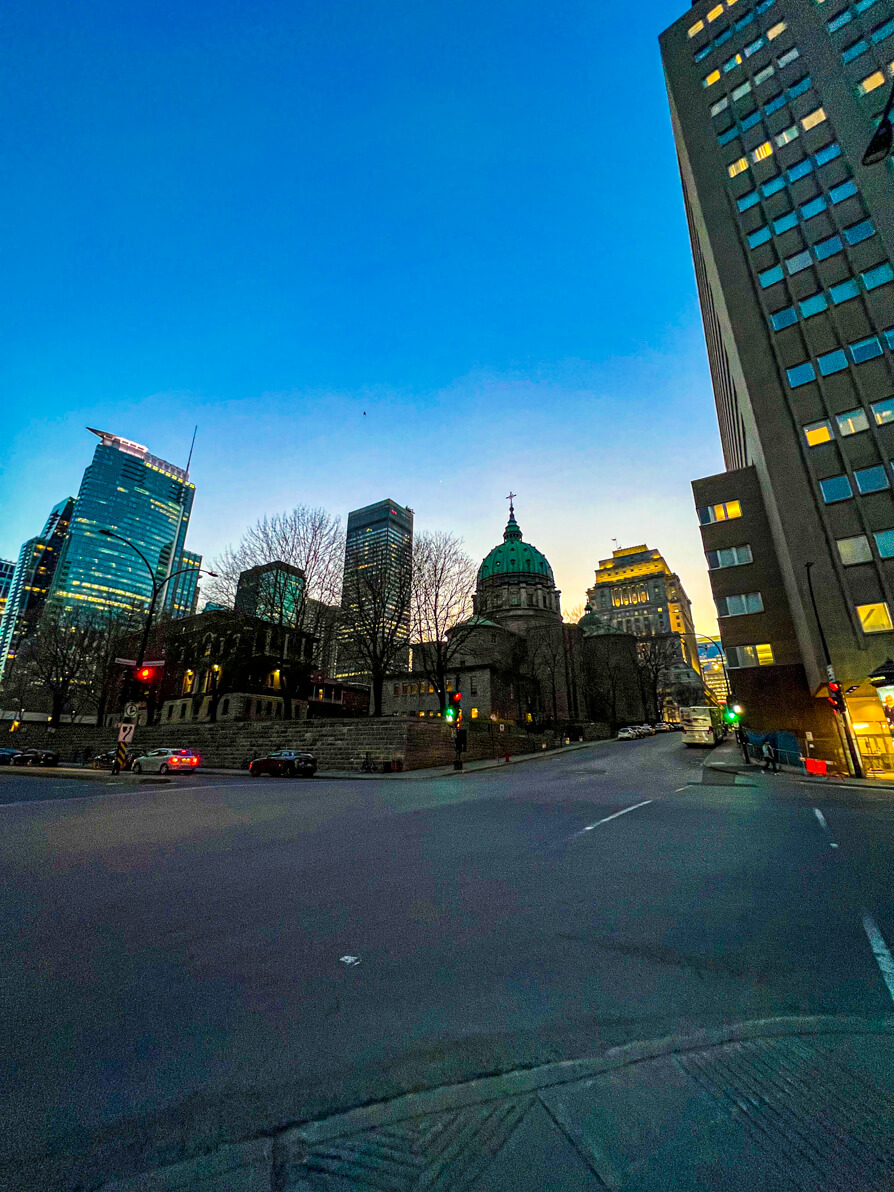 Landscape view of the city of Montreal Canada at sunset