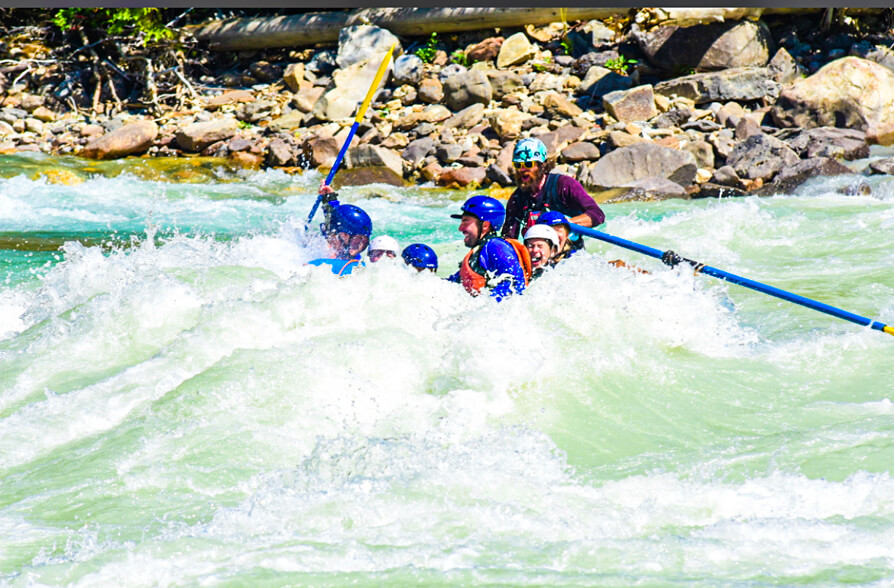 Image of white water rafting Kicking Horse river under the water in Canada