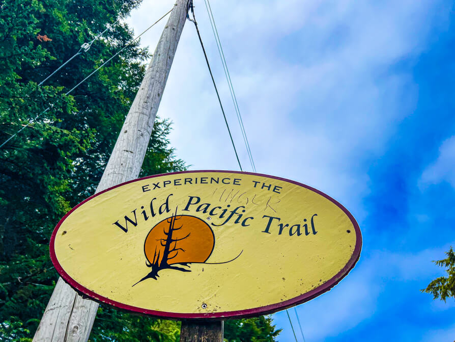 Image of Wild Pacific Trail sign in Tofino Ucluelet Vancouver Island Canada